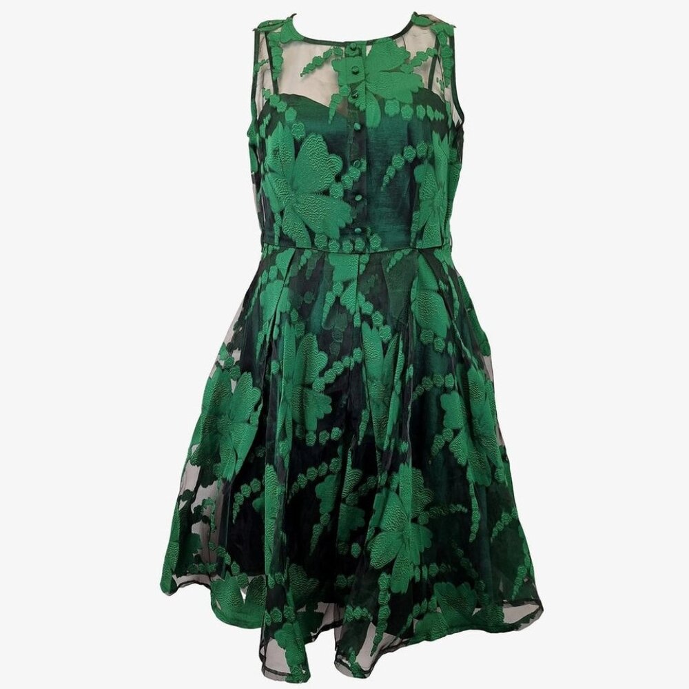Maggie Floral Organza Green Dress